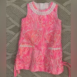 🦩Lilly Pulitzer Pink and Orange Flaming Flamingo Print Shift Dress 🦩